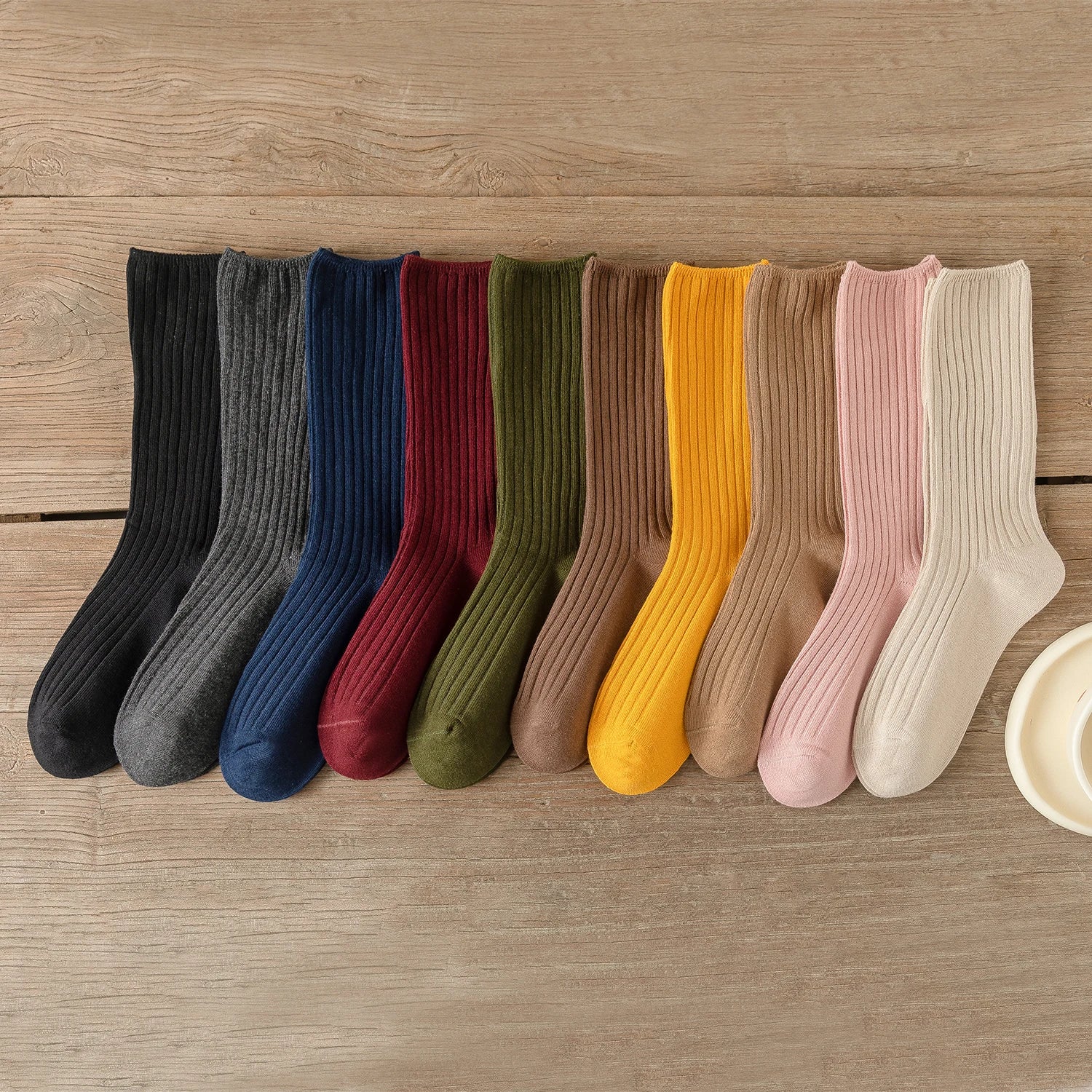 10 Pack Retro Ribbed Socks