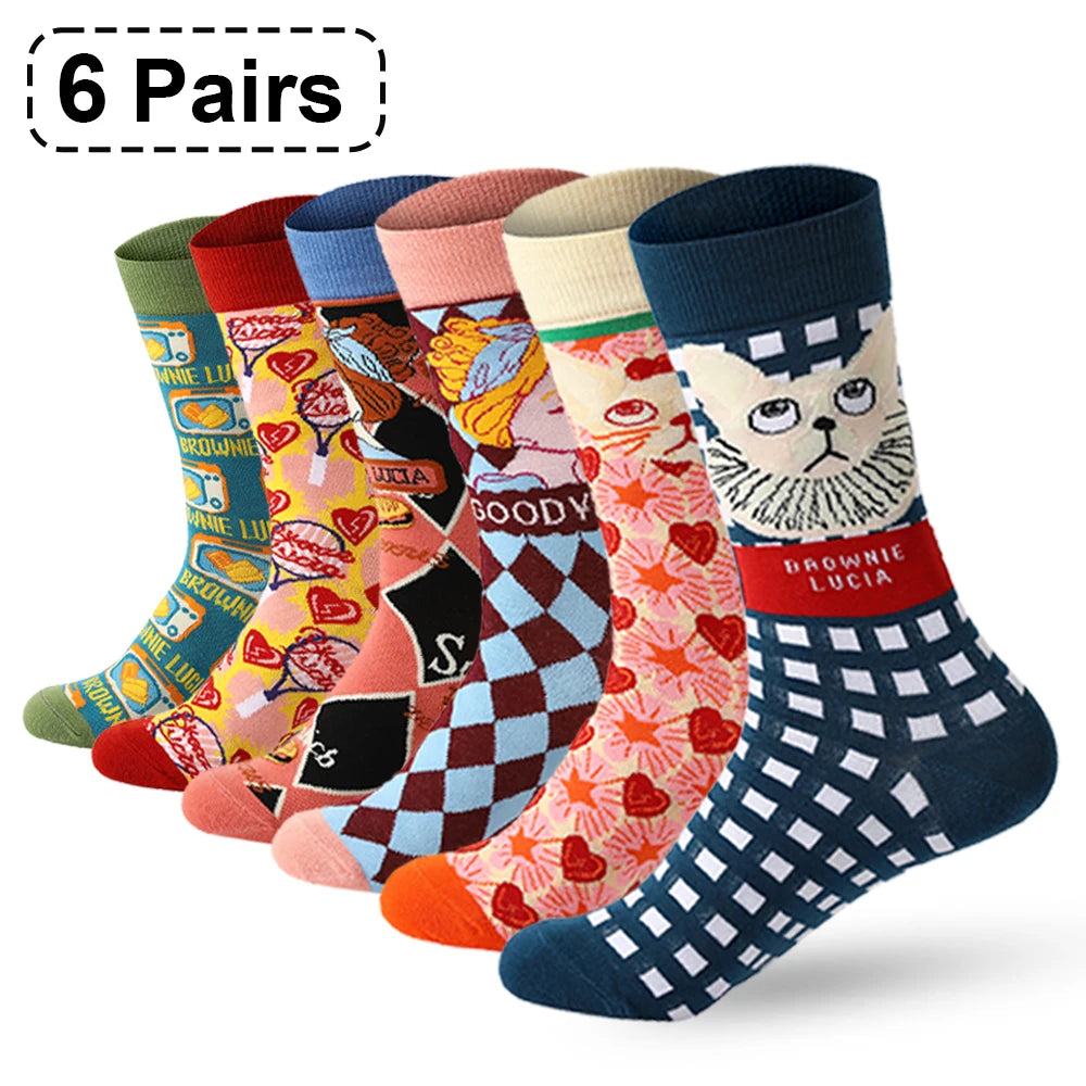 Cartoon Cat Socks 6 Pack