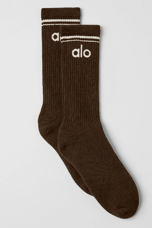 Unisex Throwback Sock - Espresso/Bone