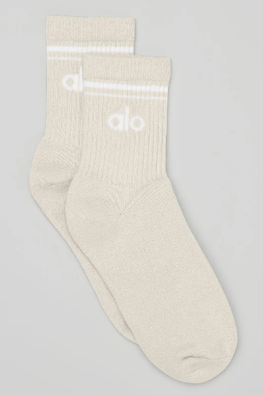 Unisex Half-Crew Throwback Sock - Bone/White