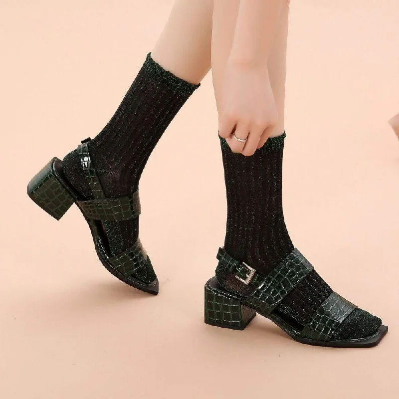 Aliyah Scallop Sparkle Crew Sock | Green