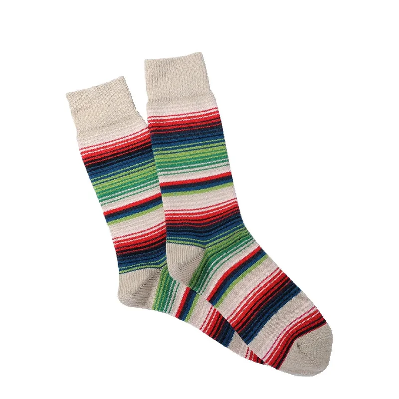 Anonymous Ism Sarape Stripes Crew Socks Beige