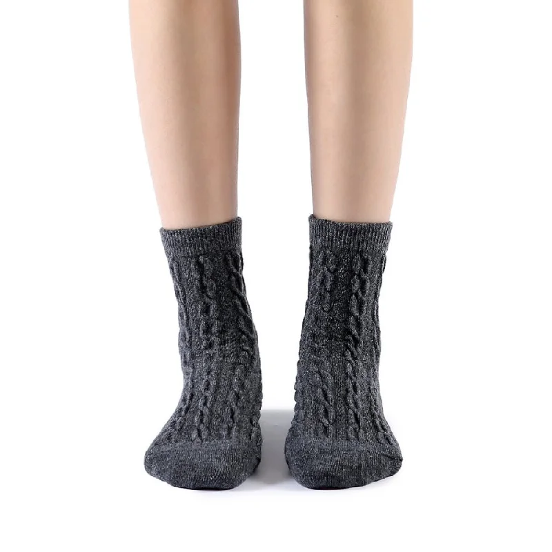 Bella Cable Knit Wool Crew Sock | Grey