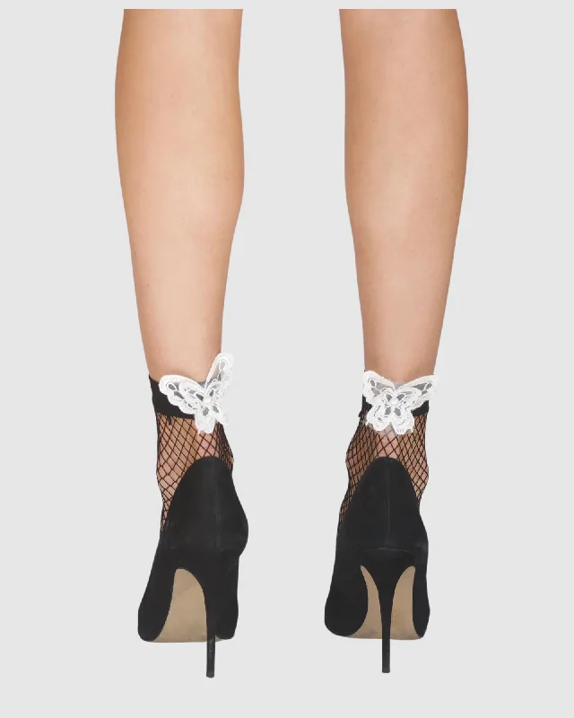 Butterfly Net Socks - White