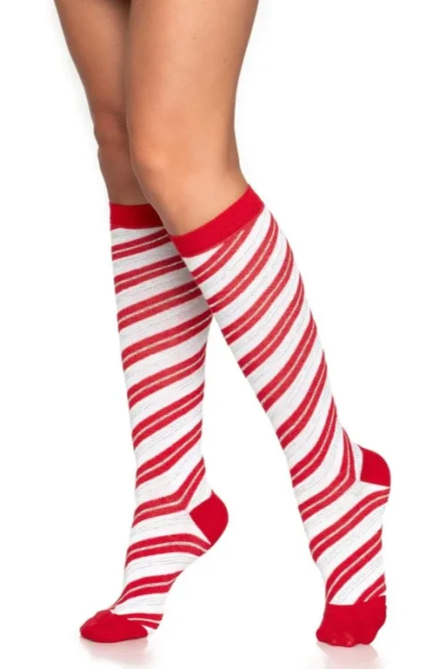 Candy Cane Lurex Knee High