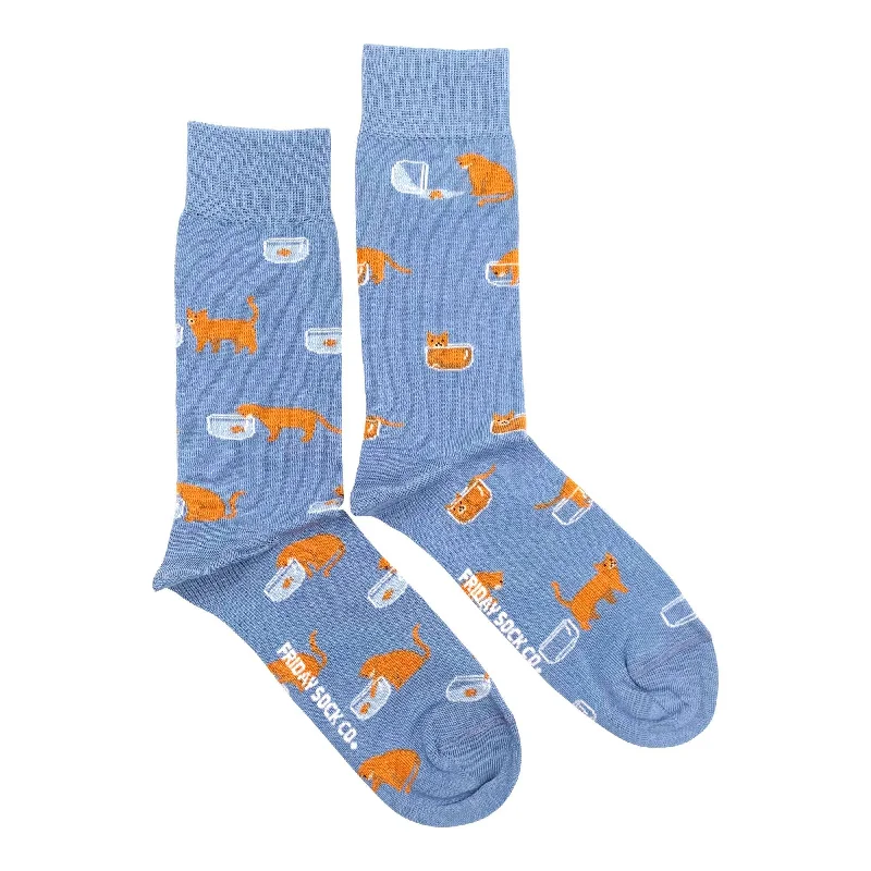 Cat & Fish Socks | Unisex | Mismatched |