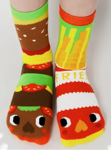 Cheeseburger & Fries | Adult Socks| Pals Fun Mismatched Socks