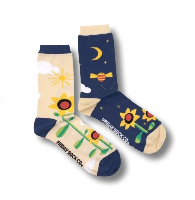 Day and Night Sunflower Mismatched Women's Socks