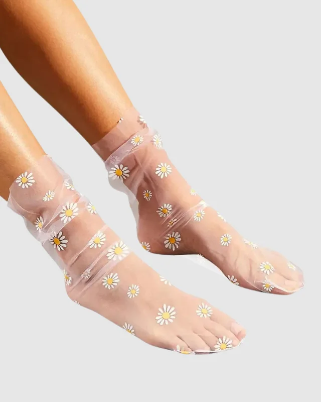 Daisy Tulle Socks - Pink