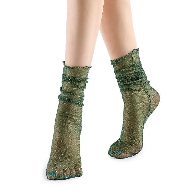 Diamond Sheer Crew Sock | Deep Green