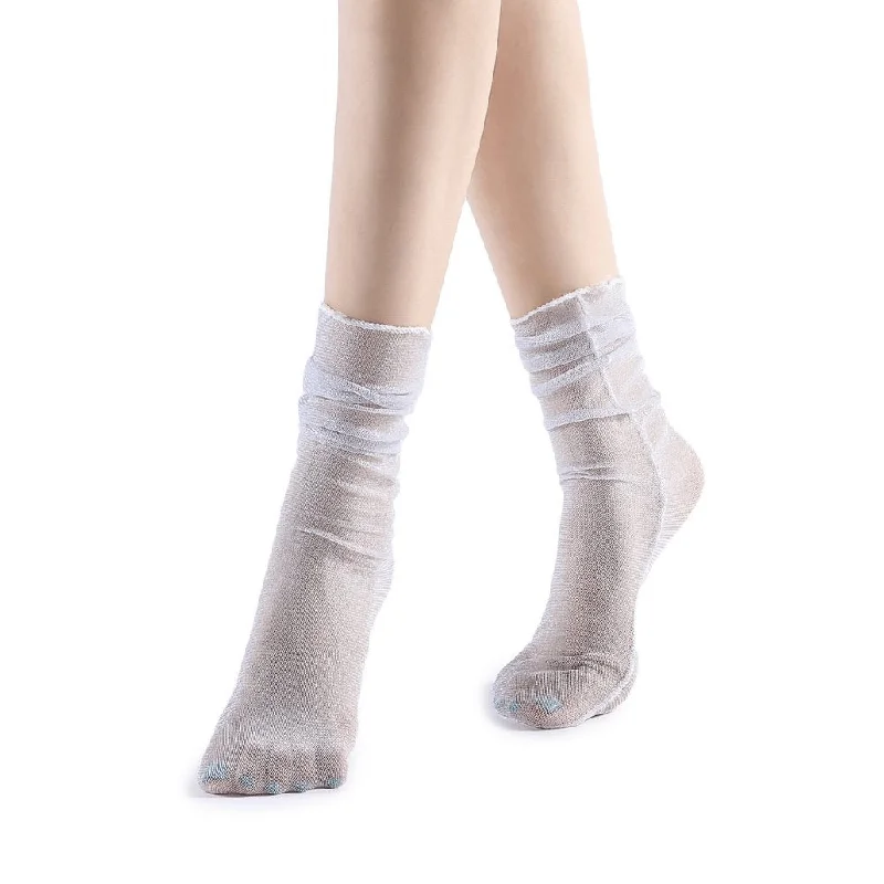 Diamond Sheer Crew Sock | White