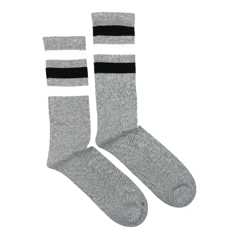 Friday Sock Co. - Unisex Athletic Socks | Perspective | Grey with White & Black Stripes