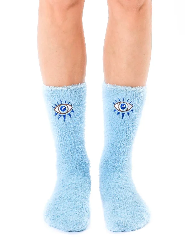 Fuzzy Evil Eye Crew Socks