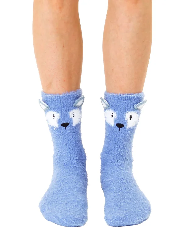 Fuzzy Wolf Crew Socks