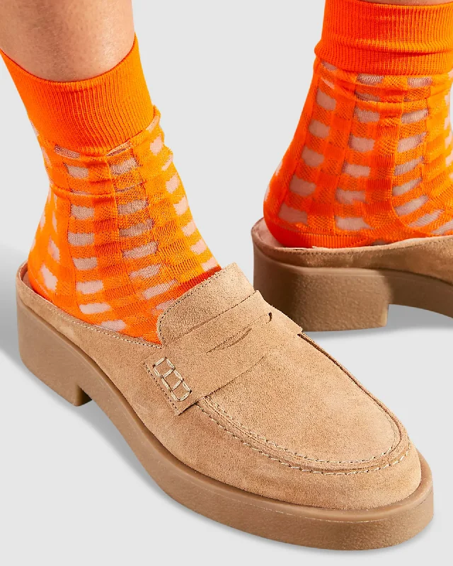 Gingham Places Sheer Sock - Orange