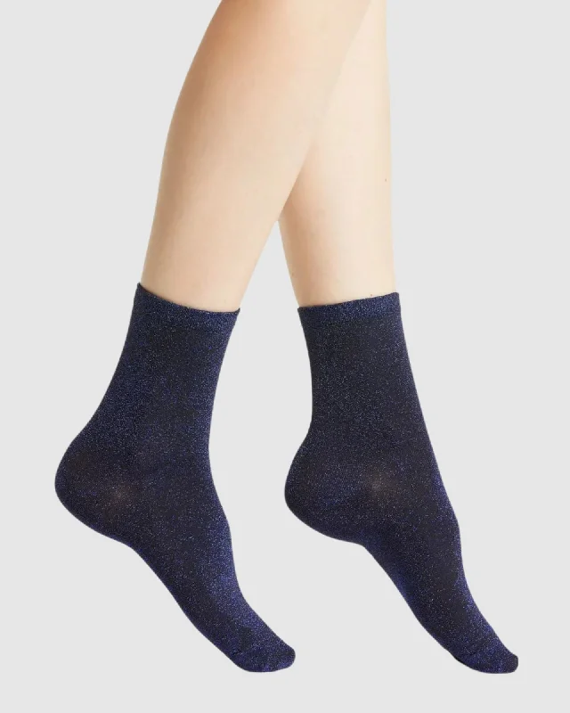 Glitter Stripe Sock - Navy