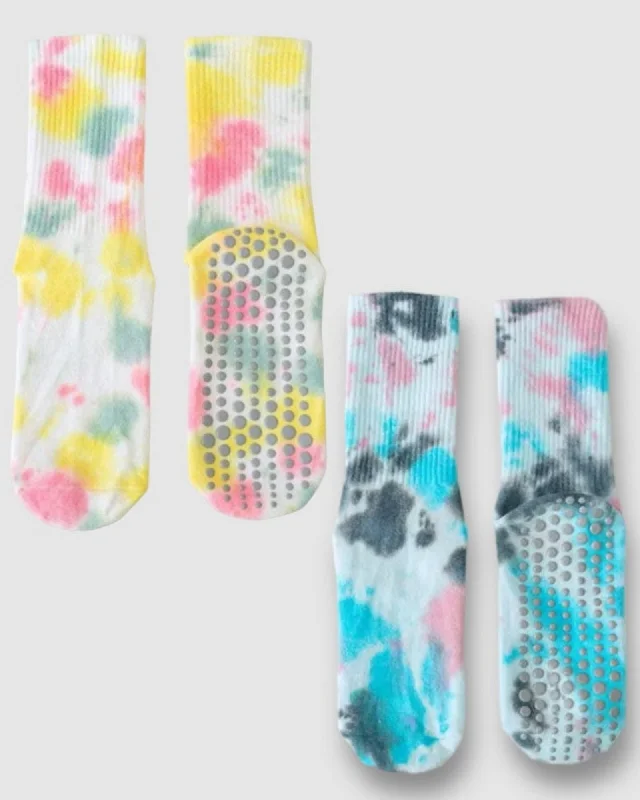 Tie Dye Grip Socks - 2 Pack