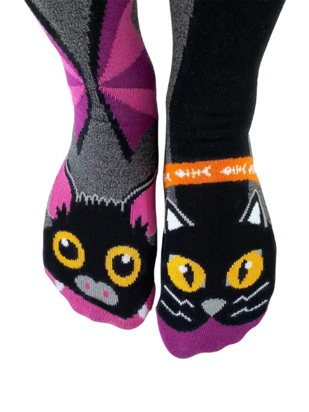 Halloween Bat and Cat | Adult Socks| Pals Fun Mismatched Socks