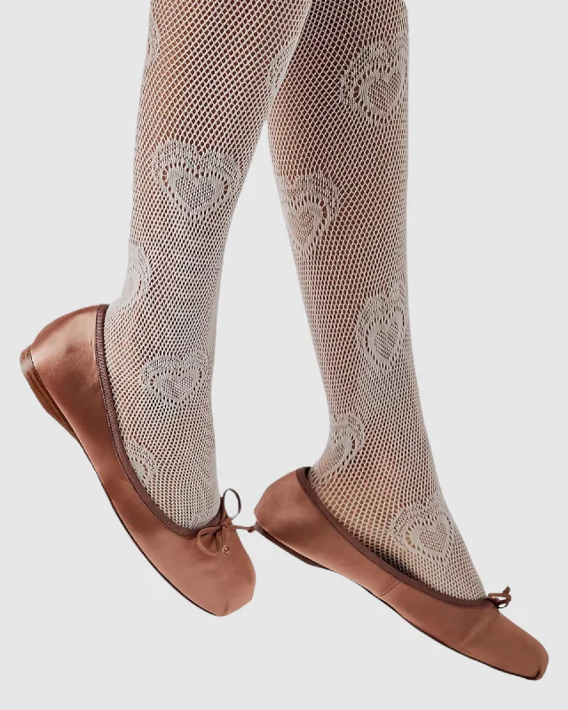 Heart knit tights - White