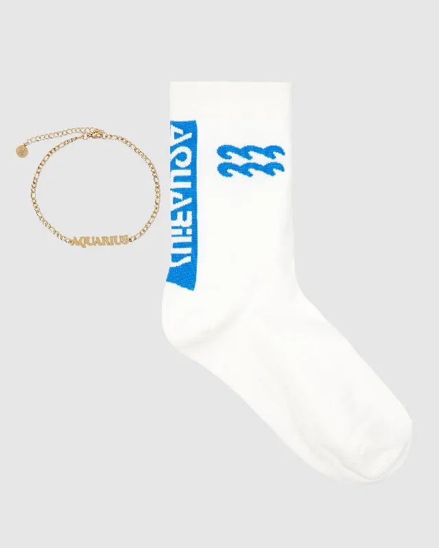 Horoscope Gold Anklet and Sock Set - Aquarius