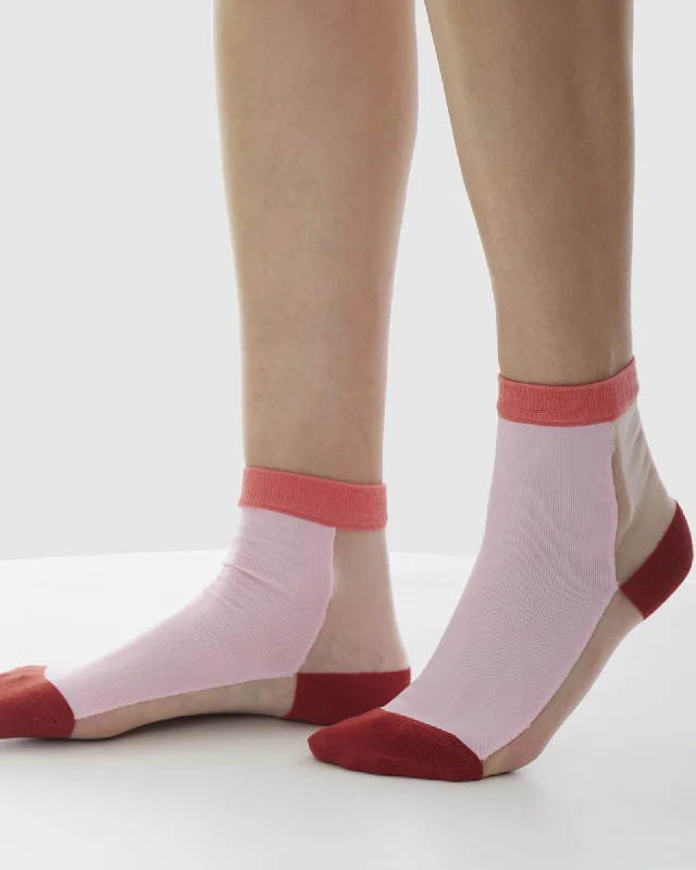 Licorice Allsorts Sheer Socks - Pink