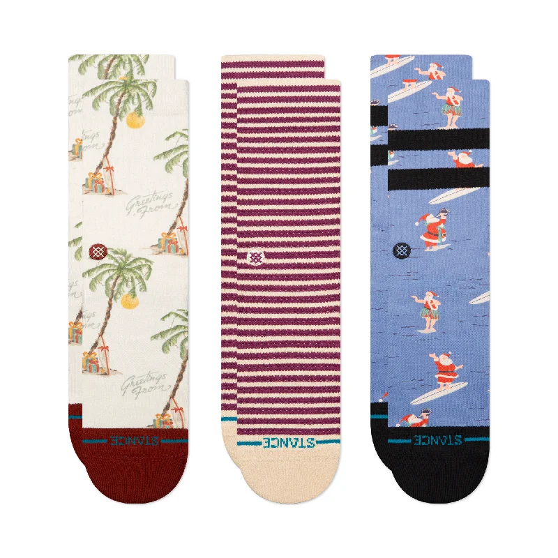 LIFESTYLE CHRISTMAS PRINT CREW SOCK 3 PACK