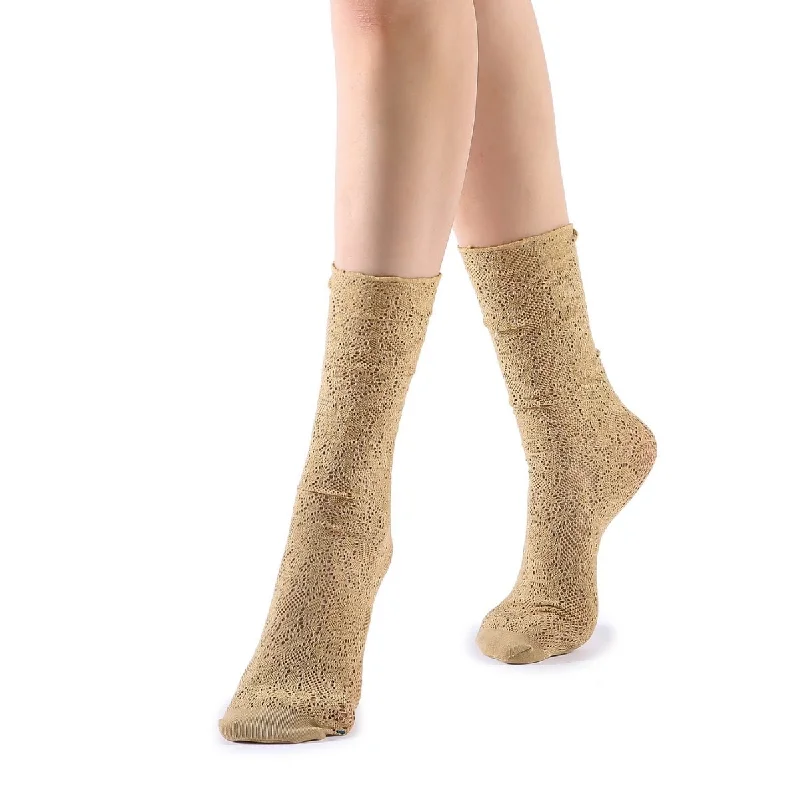 Lola Lace Crew Sock | Beige