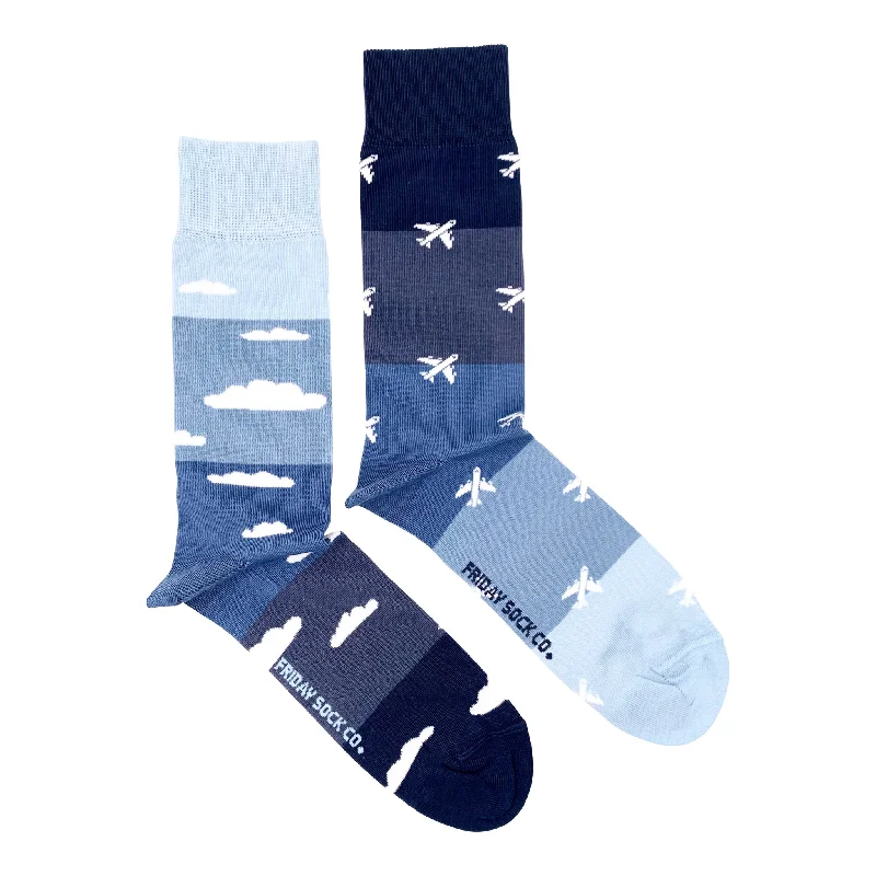 Planes & Clouds | Adult Socks | Fun Mismatched Socks