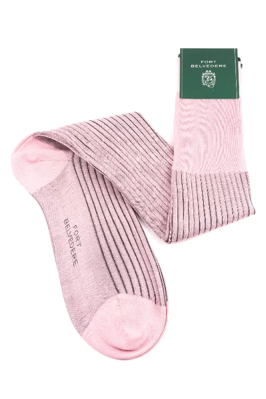 Pink & Gray Shadow Stripe Cotton Socks