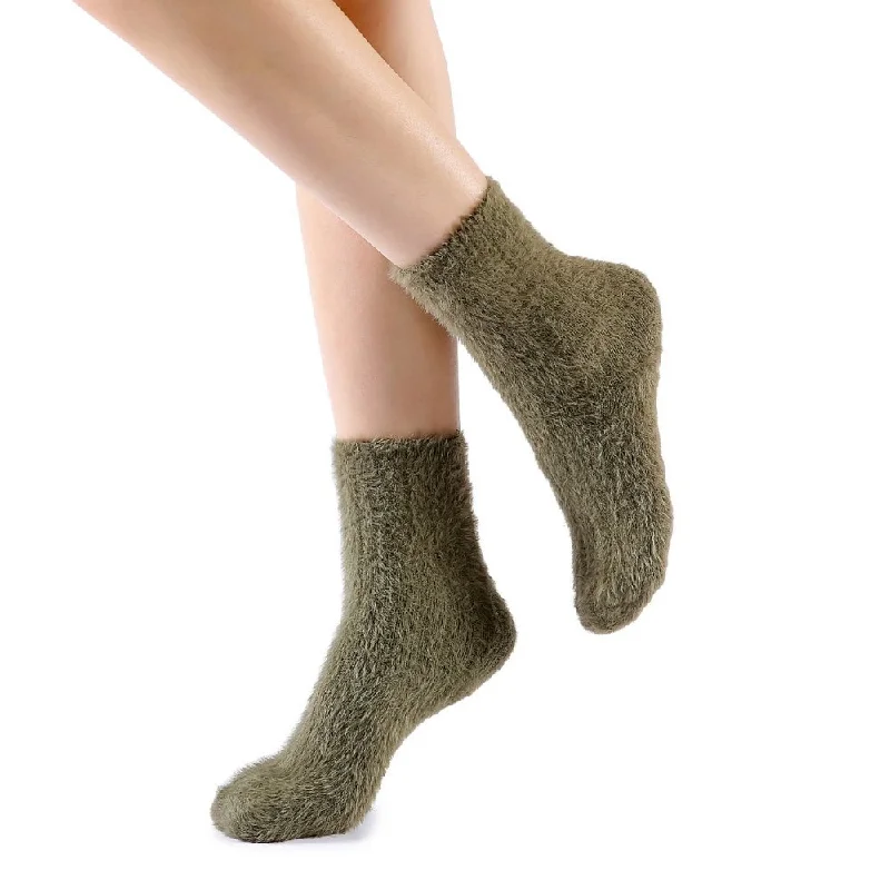 Polly Fuzzy Crew Sock | Green