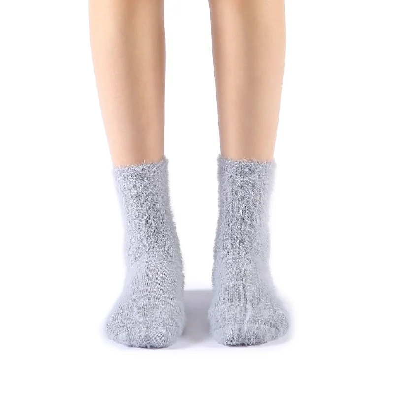 Polly Fuzzy Crew Sock | Grey