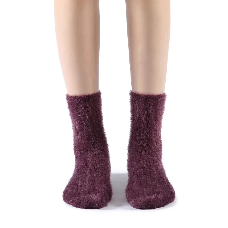 Polly Fuzzy Crew Sock | Purple