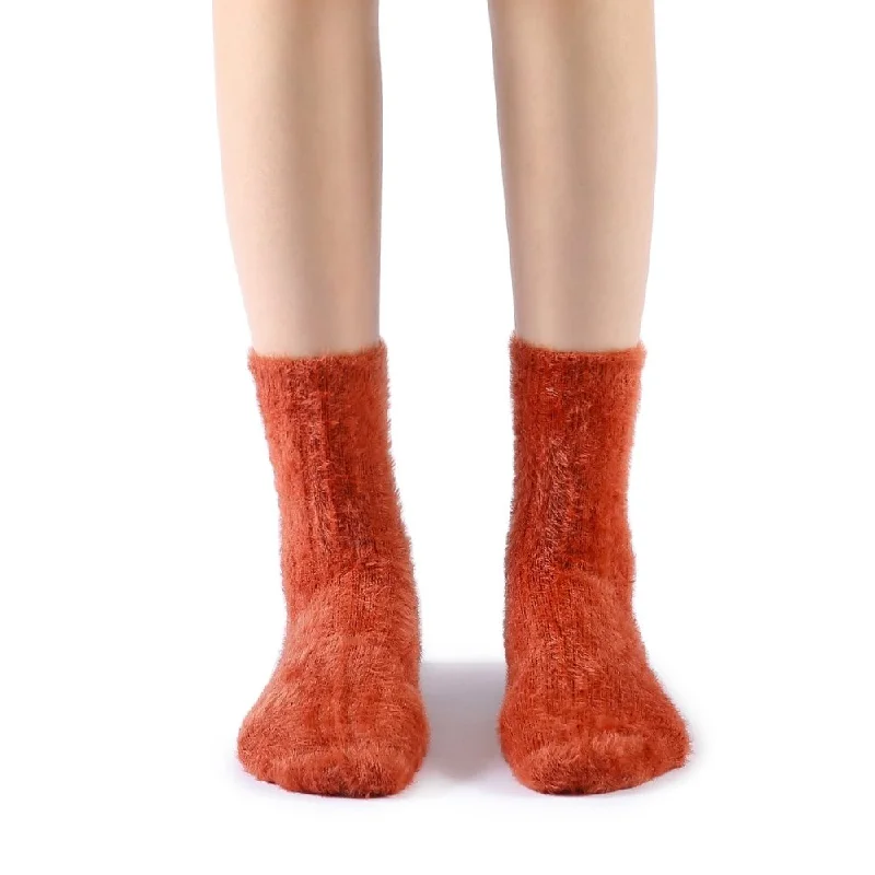 Polly Fuzzy Crew Sock | Rust