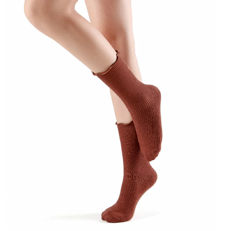 Princess Lulu Ruffle Crew Sock | Caramel