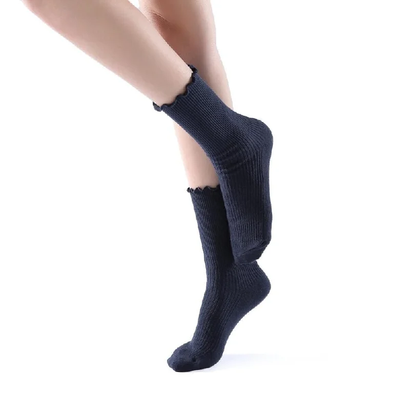 Princess Lulu Ruffle Crew Sock | Navy