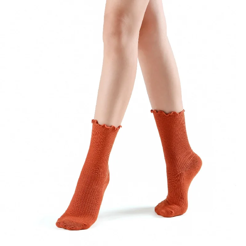 Princess Lulu Ruffle Crew Sock | Pumpkin Spice Orange