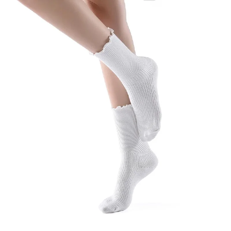 Princess Lulu Ruffle Crew Sock | White