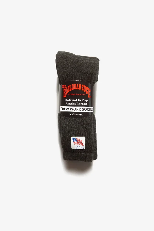 Railroad Sock - 3 Pack Crew Socks - Black