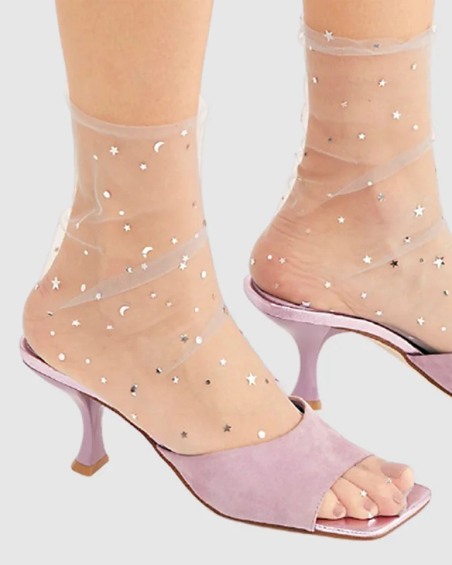 Starry Sky Tulle Sock - Silver