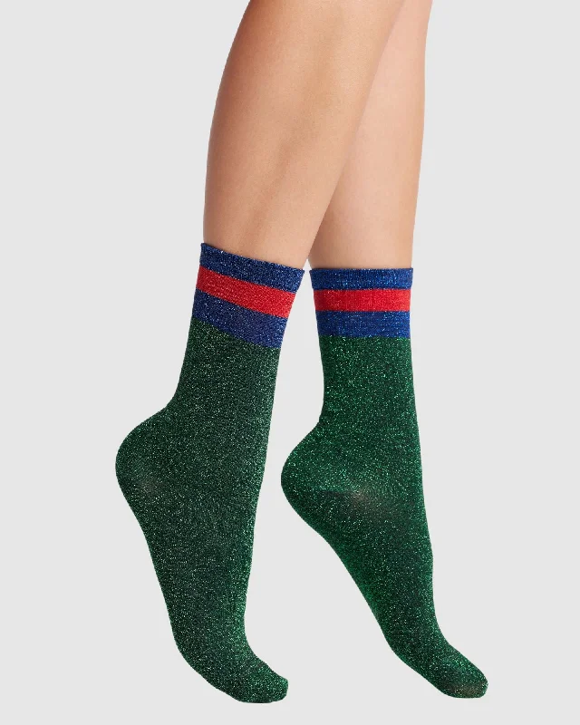 Varsity Lurex 3/4 Socks - Green