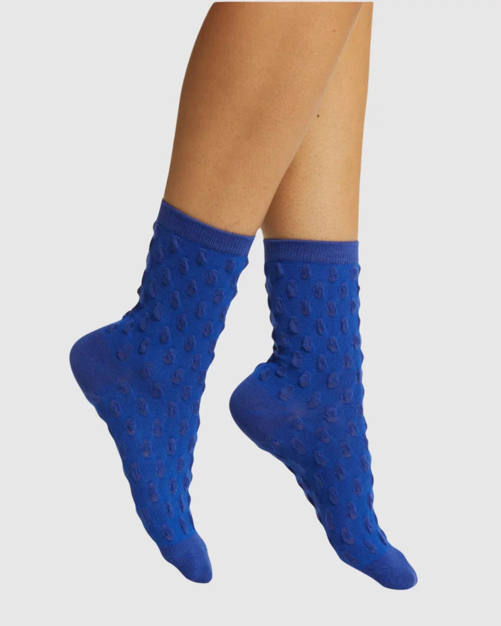 Waffle Combed Cotton Socks - Indigo