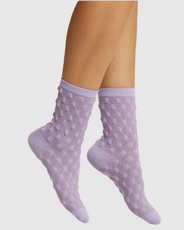 Waffle Combed Cotton Socks - Purple