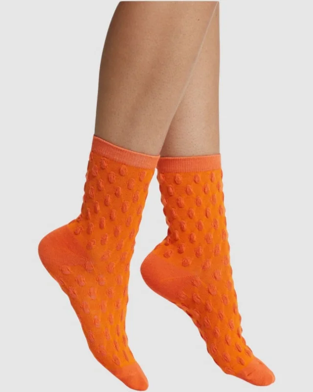 Waffle Combed Cotton Socks - Orange