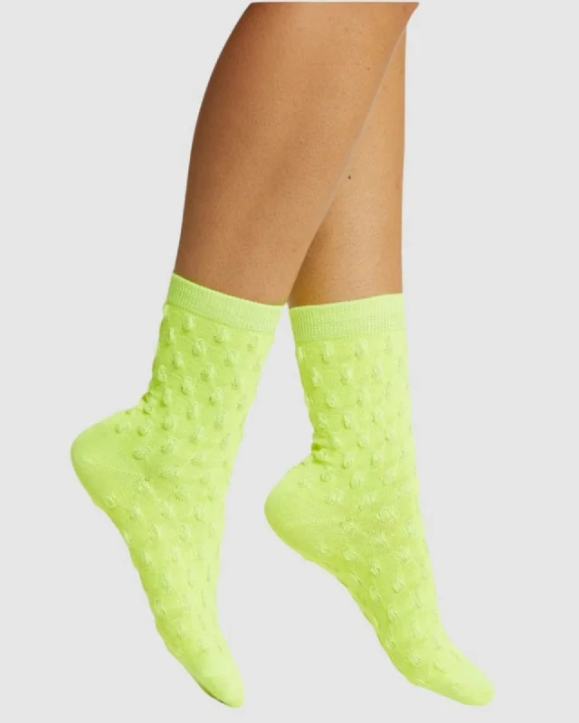 Waffle Combed Cotton Socks - Lime