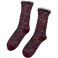 Wintergarden Frill Socks - Wine