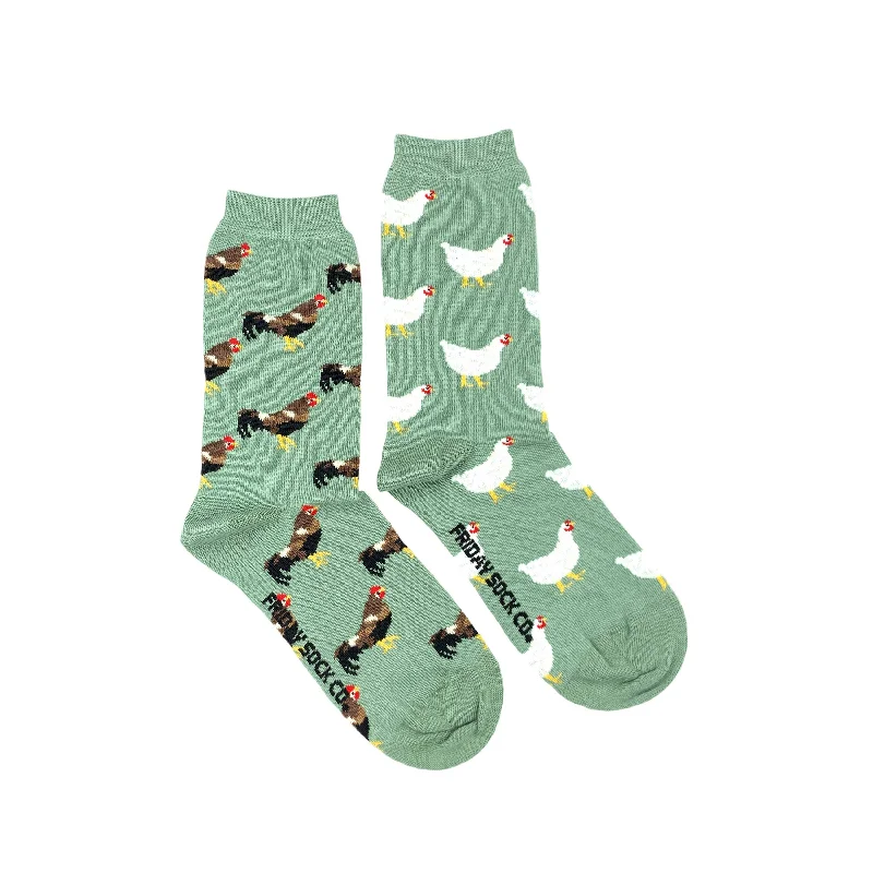 Women’s Socks | Chicken & Rooster | Mismatched: Women's 5 - 10