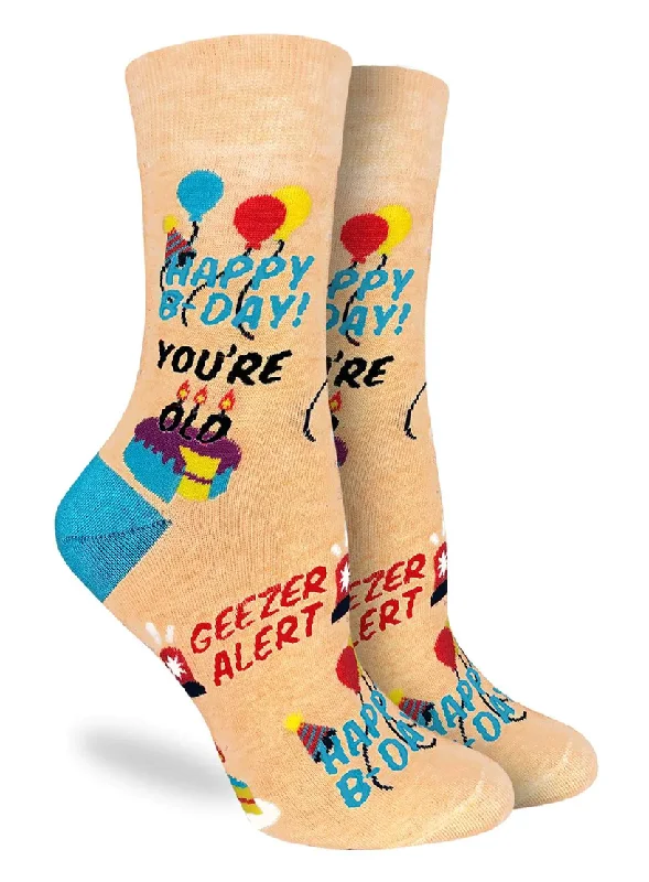 Women's Happy Birthday Geezer Crew Sock