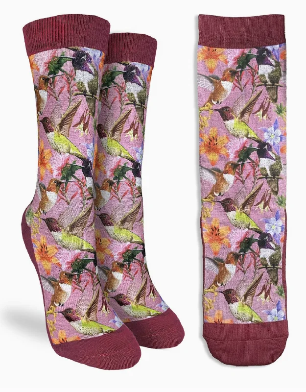 Women's Hummingbirds and Flowers Crew Socks