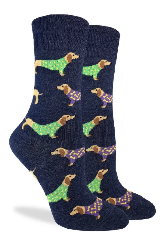 Women's Wiener Dogs Crew Sock - Blue