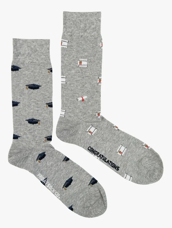 Diploma and Mortarboard Graduation Socks | Unisex | Mismatched Socks